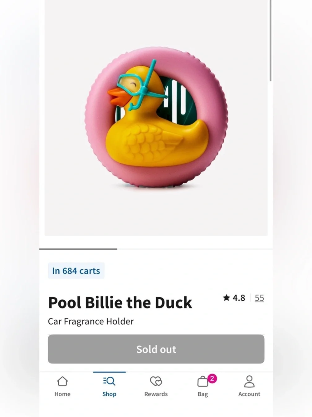 NEW! 2-Pc BILLIE the DUCK Car Fragrance Holder & Pink Pineapple Sunrise Refill